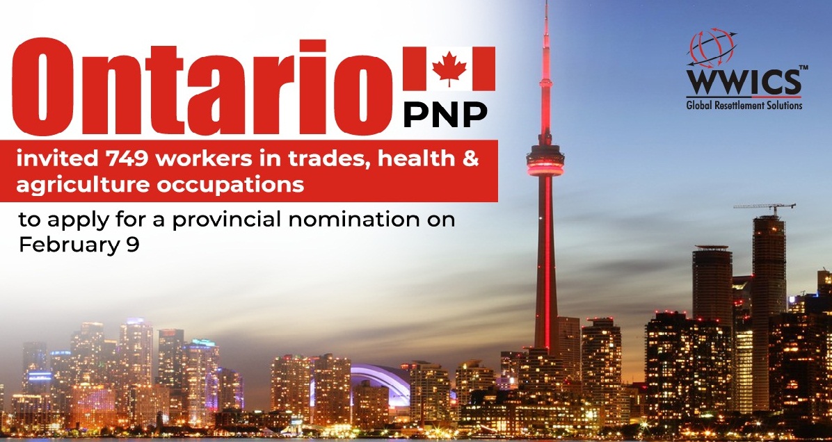 Ontario PNP invited 749 workers in trades, health, and agriculture